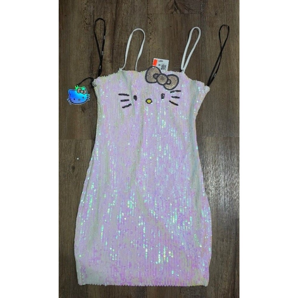 Hello Kitty Forever 21 White Sequin Mini Dress - Size M (New w/Tags)